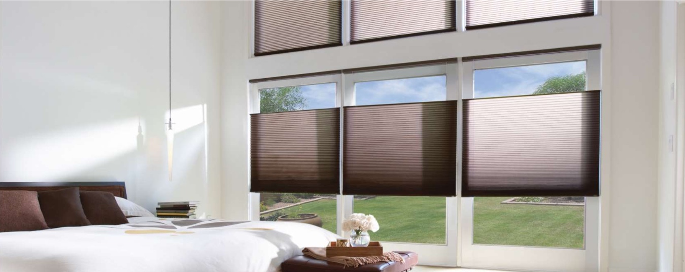 Cellular shades in bedroom